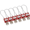 Kompakte Sicherheitsschlösser – mit Kabelbügel, Rot, KA - Gleichschließende Schlösser, Stahl, 108.00 mm, 6 Stück / Box